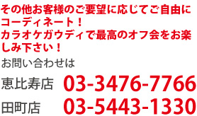 その他お客様のご要望に応じてご自由にコーディネート！カラオケガウディで最高のオフ会をお楽しみください！